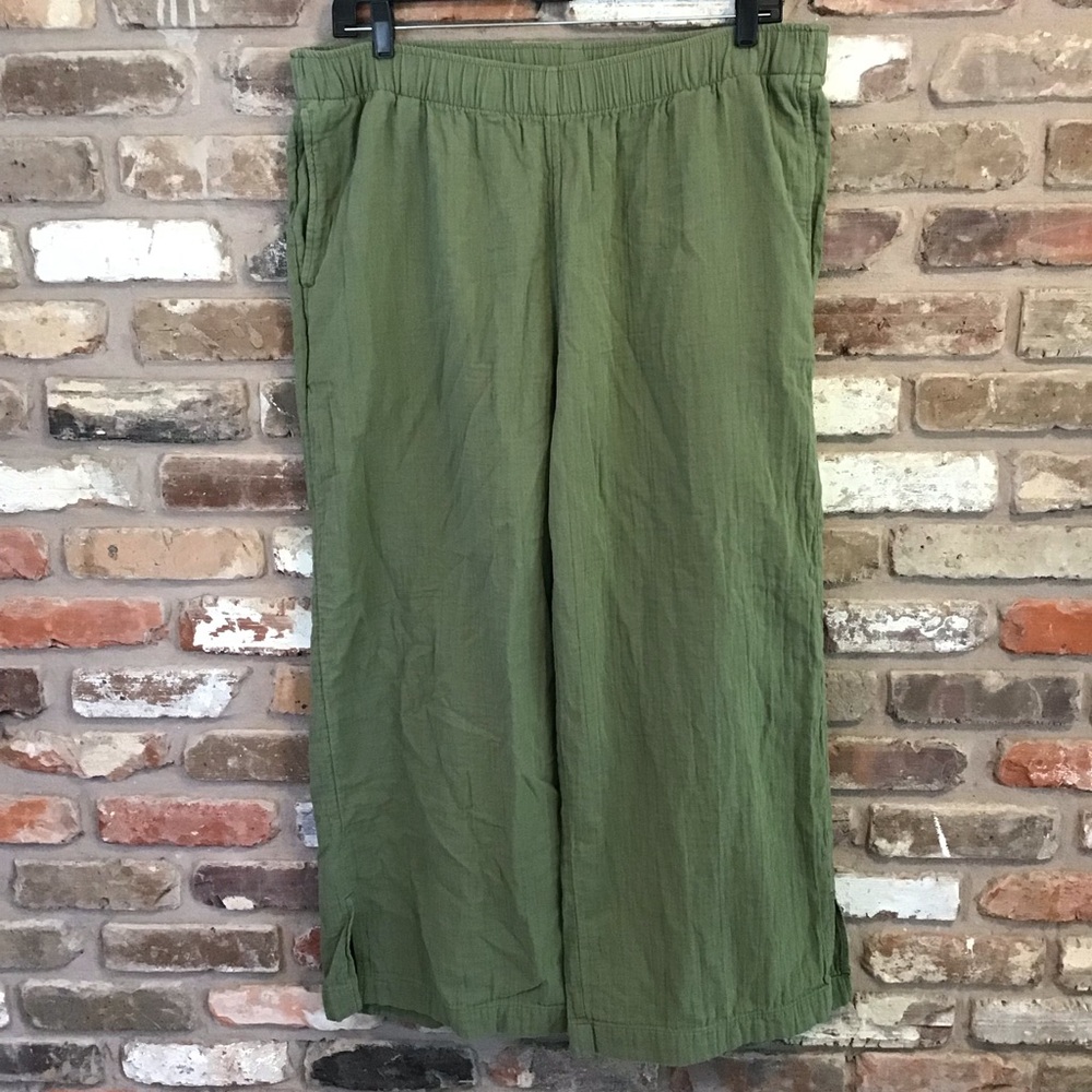 OLD NAVY Women's Olive Green High-Waisted Crinkle Gauze Super Wide-Leg Pants XL - Picture 2 of 6